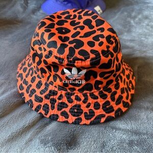 Adidas Bold Orange and Black Leopard Patterned Reverdible Bucket Hat